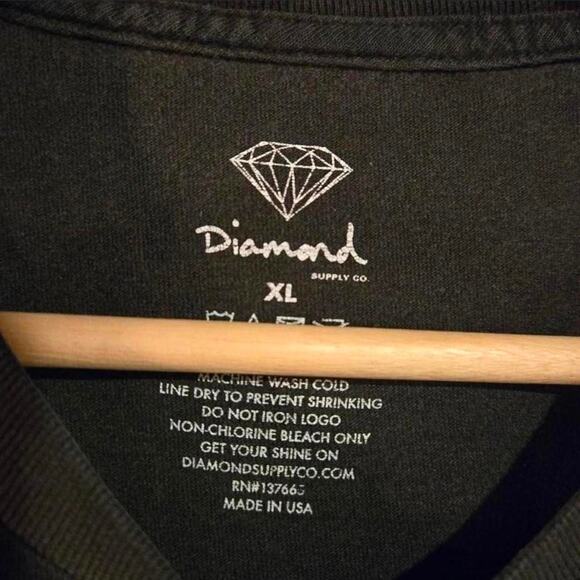 Vtg Y2k Og DIAMOND SUPPLY CO. Big Diamond Spellout Graphic Skate Tee Shirt XL - Picture 2 of 2